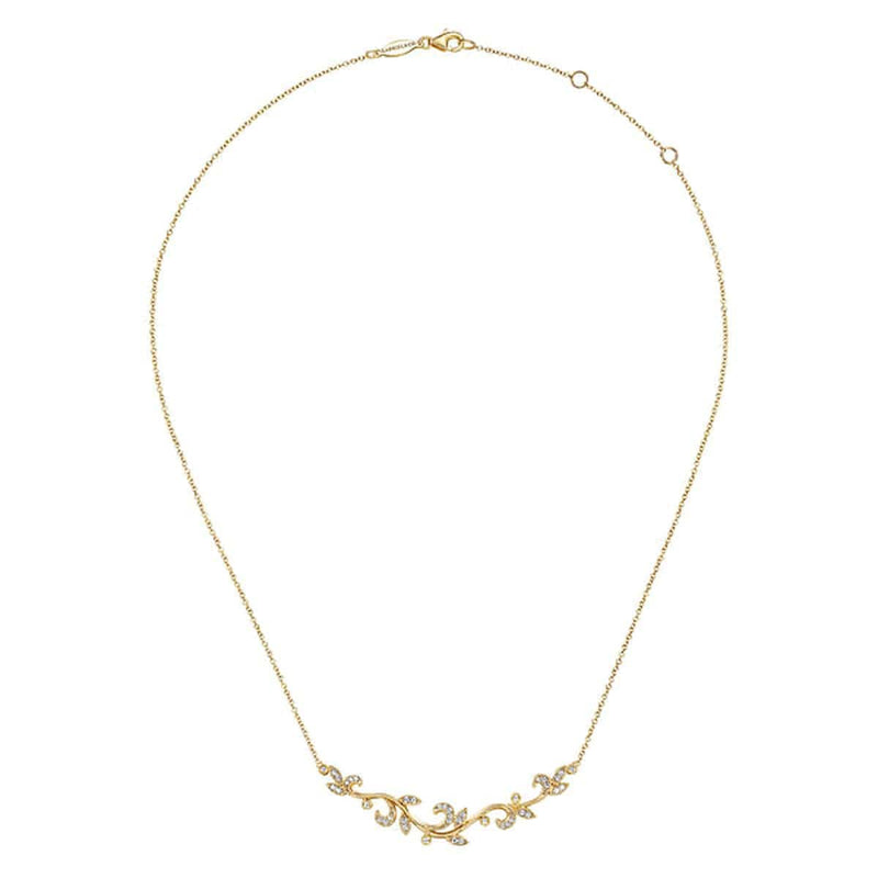 14K Yellow Gold Floral Branch Diamond Necklace - NK6201Y45JJ-Gabriel & Co.-Renee Taylor Gallery