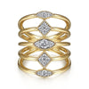 14K Yellow Gold Geometric Station Diamond Pavé Statement Ring - LR52029Y45JJ-Gabriel & Co.-Renee Taylor Gallery