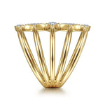 14K Yellow Gold Geometric Station Diamond Pavé Statement Ring - LR52029Y45JJ-Gabriel & Co.-Renee Taylor Gallery