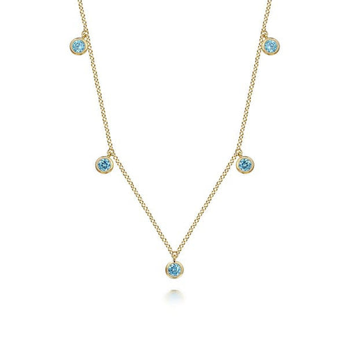 14K Yellow Gold London Blue Topaz Station Necklace - NK7489Y4JBT-Gabriel & Co.-Renee Taylor Gallery