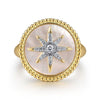 14K Yellow Gold Mother of Pearl Inlay and Diamond Starburst Signet Ring - LR52378Y45WM-Gabriel & Co.-Renee Taylor Gallery