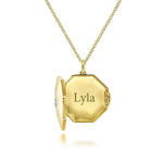 14K Yellow Gold Octagonal Locket Necklace w/ Diamond Star Center - NK6503Y45JJ-Gabriel & Co.-Renee Taylor Gallery