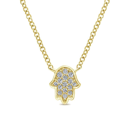 14K Yellow Gold Pavé Diamond Hamsa Pendant Necklace - NK3723Y45JJ-Gabriel & Co.-Renee Taylor Gallery