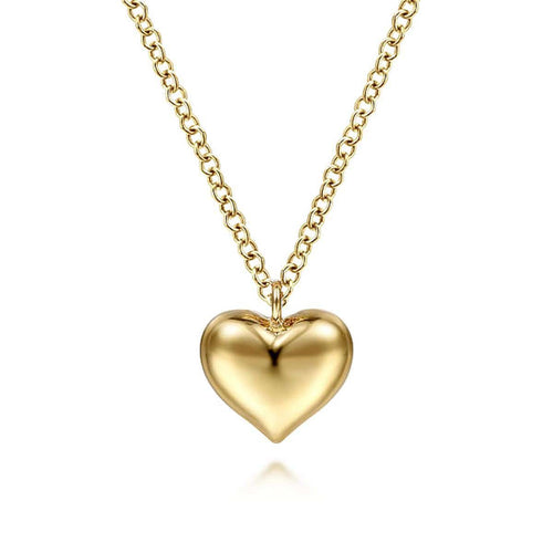 14K Yellow Gold Puff Heart Pendant Necklace - NK6478Y4JJJ-Gabriel & Co.-Renee Taylor Gallery