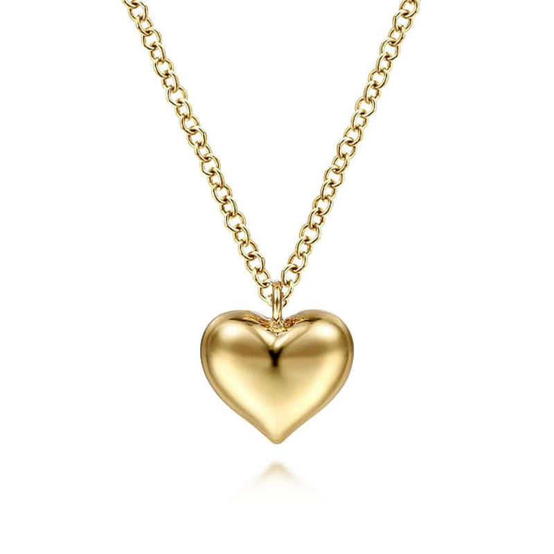 14K Yellow Gold Puff Heart Pendant Necklace - NK6478Y4JJJ-Gabriel & Co.-Renee Taylor Gallery