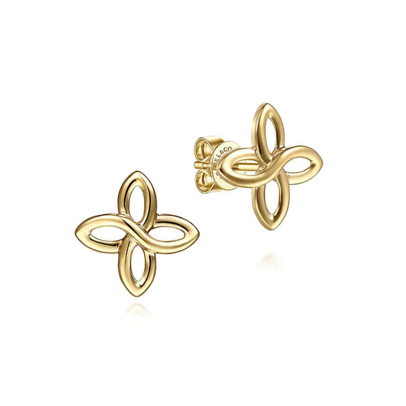 14K Yellow Gold Quatrefoil Stud Earrings - EG14134Y4JJJ-Gabriel & Co.-Renee Taylor Gallery