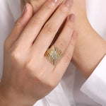 14K Yellow Gold Stacked Bar Cage Ring - LR51877Y4JJJ-Gabriel & Co.-Renee Taylor Gallery