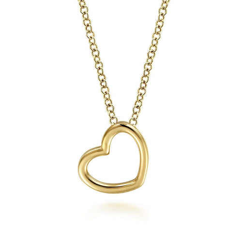 14K Yellow Gold Tilted Heart Pendant Necklace - NK6522Y4JJJ-Gabriel & Co.-Renee Taylor Gallery