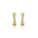 14K Yellow Gold Twisted 15mm Diamond Huggies - EG13328Y45JJ-Gabriel & Co.-Renee Taylor Gallery