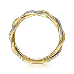 14K Yellow Gold Twisted Diamond Stackable Ring - LR50886Y45JJ-Gabriel & Co.-Renee Taylor Gallery