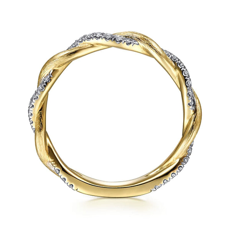 14K Yellow Gold Twisted Diamond Stackable Ring - LR50886Y45JJ-Gabriel & Co.-Renee Taylor Gallery