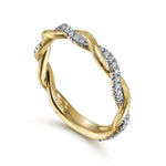 14K Yellow Gold Twisted Diamond Stackable Ring - LR50886Y45JJ-Gabriel & Co.-Renee Taylor Gallery