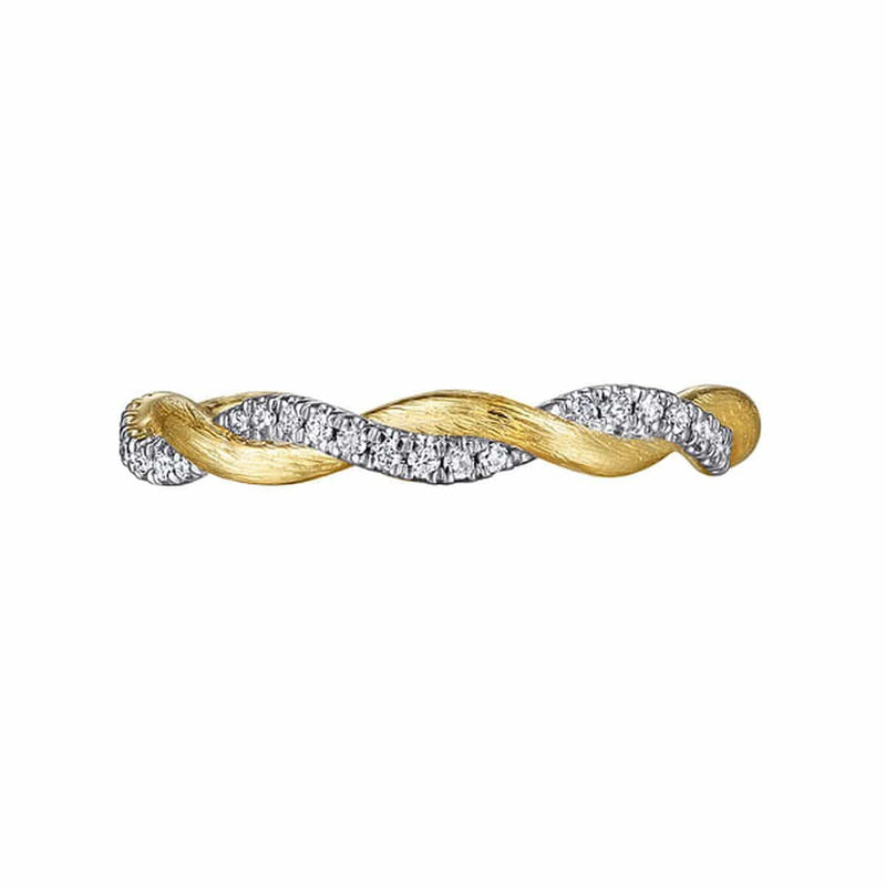 14K Yellow Gold Twisted Diamond Stackable Ring - LR50886Y45JJ-Gabriel & Co.-Renee Taylor Gallery