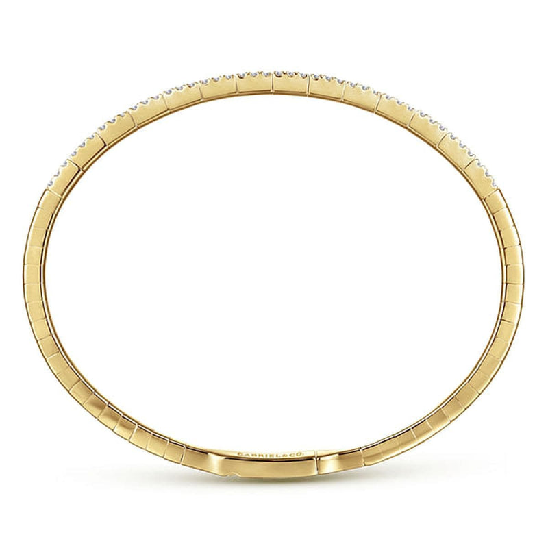 14K Yellow Gold Two Row Diamond Bangle - BG4009-65Y45JJ-Gabriel & Co.-Renee Taylor Gallery