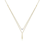 14K Yellow Gold Two Strand Diamond Bar and Bujukan Beaded Pendant Necklace - NK5959Y45JJ-Gabriel & Co.-Renee Taylor Gallery