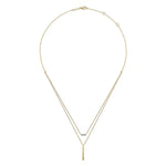 14K Yellow Gold Two Strand Diamond Bar and Bujukan Beaded Pendant Necklace - NK5959Y45JJ-Gabriel & Co.-Renee Taylor Gallery