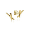 14K Yellow Gold X Shape Stud Earrings - EG14131Y4JJJ-Gabriel & Co.-Renee Taylor Gallery