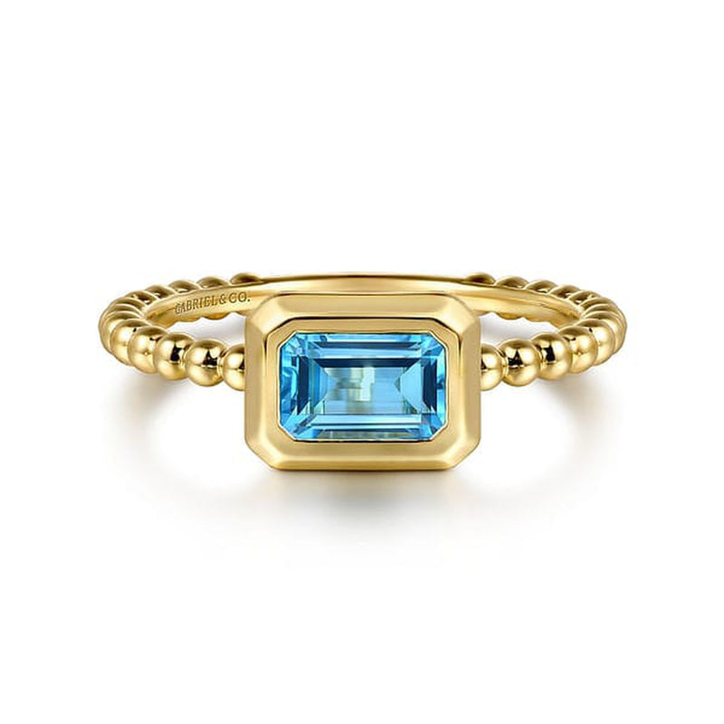 14K Yellow Plain Gold Bujukan And Blue Topaz Stackable Ring - LR52684Y4JBT-Gabriel & Co.-Renee Taylor Gallery