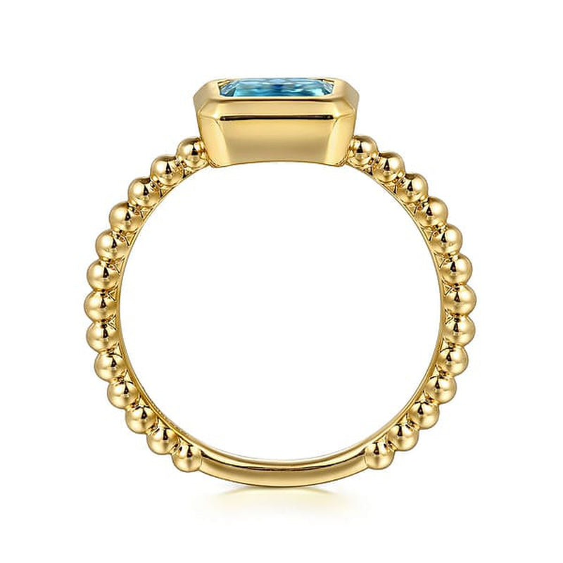 14K Yellow Plain Gold Bujukan And Blue Topaz Stackable Ring - LR52684Y4JBT-Gabriel & Co.-Renee Taylor Gallery