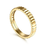 14K Yellow Plain Gold Diamond Cut Stackable Ring-Gabriel & Co.-Renee Taylor Gallery