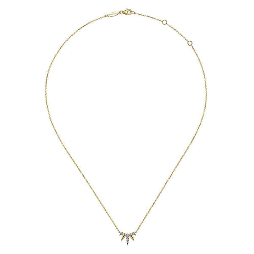 14K Yellow-White Gold Diamond Pavé Spike Fan Bar Necklace - NK6117M45JJ-Gabriel & Co.-Renee Taylor Gallery