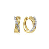 14K Yellow-White Gold Twisted 15mm Diamond Huggie Earrings-Gabriel & Co.-Renee Taylor Gallery