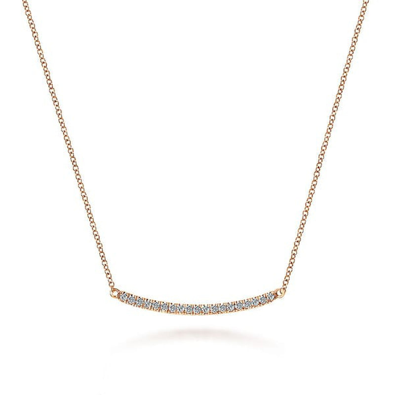 14K Rose Gold 18" Diamond Pavé Curved Bar Necklace - NK4273K45JJ-Gabriel & Co.-Renee Taylor Gallery