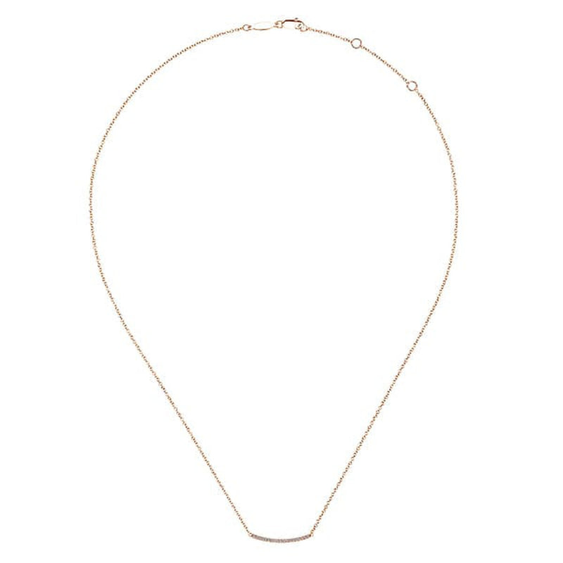 14K Rose Gold 18" Diamond Pavé Curved Bar Necklace - NK4273K45JJ-Gabriel & Co.-Renee Taylor Gallery