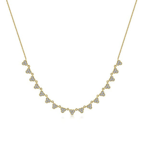 18 inch 14K Yellow Gold Scalloped Diamond Choker Necklace - NK6023Y45JJ-Gabriel & Co.-Renee Taylor Gallery