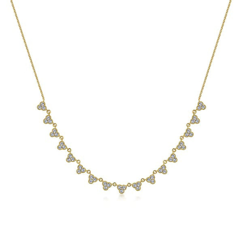 18 inch 14K Yellow Gold Scalloped Diamond Choker Necklace - NK6023Y45JJ-Gabriel & Co.-Renee Taylor Gallery