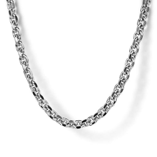 925 Sterling Silver Solid Men's Link Chain Necklace - NKM7010-22SVJJJ-Gabriel & Co.-Renee Taylor Gallery