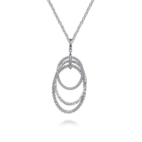 24 Inch 925 Sterling Silver White Sapphire Layered Ovals Pendant Necklace - NK6893-24SVJWS-Gabriel & Co.-Renee Taylor Gallery