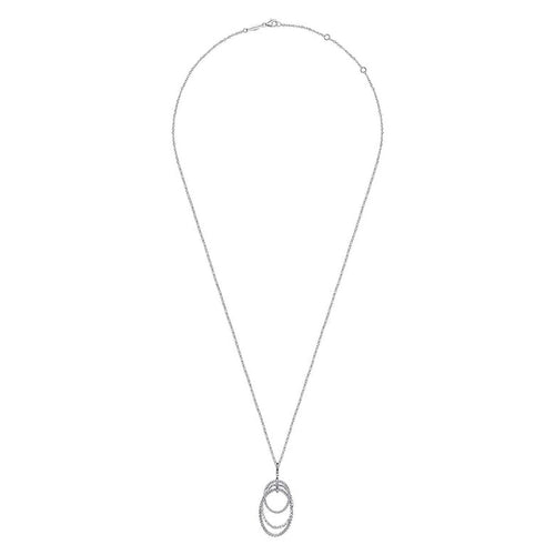 24 Inch 925 Sterling Silver White Sapphire Layered Ovals Pendant Necklace - NK6893-24SVJWS-Gabriel & Co.-Renee Taylor Gallery