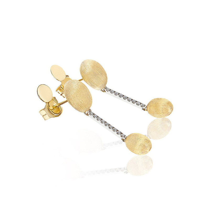 "ÉLITE" Gold Boules & Diamonds Bars Elegant Drop Earrings - OS14-583-Nanis-Renee Taylor Gallery