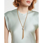 SOLO 18K Yellow Gold Lariat Necklace with Diamond Pave'-FOPE-Renee Taylor Gallery