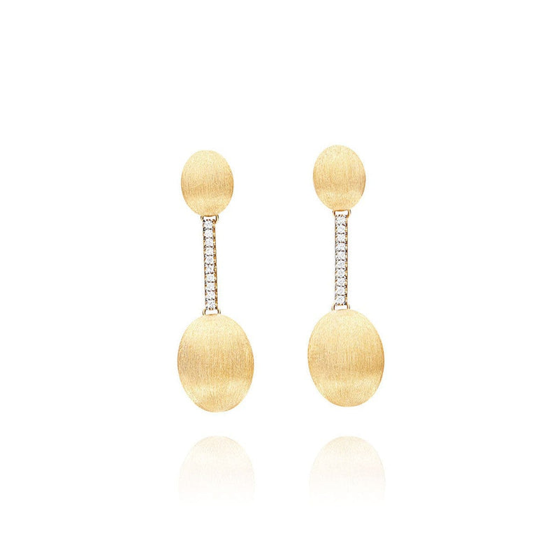 "Élite" Gold Boules Connected with a Diamonds Bar Earrings-Nanis-Renee Taylor Gallery