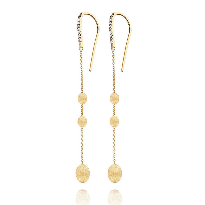 "SOFFIO" Gold & Diamonds Long Earrings - OS23-583-Nanis-Renee Taylor Gallery