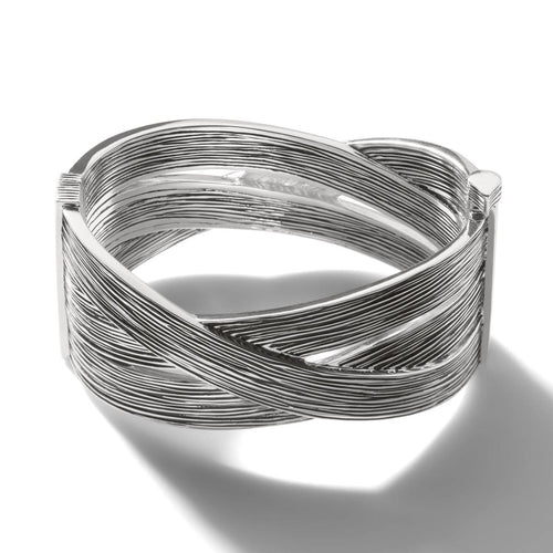 Bamboo Silver Hinged Bangle Bracelet - BU50081X-John Hardy-Renee Taylor Gallery