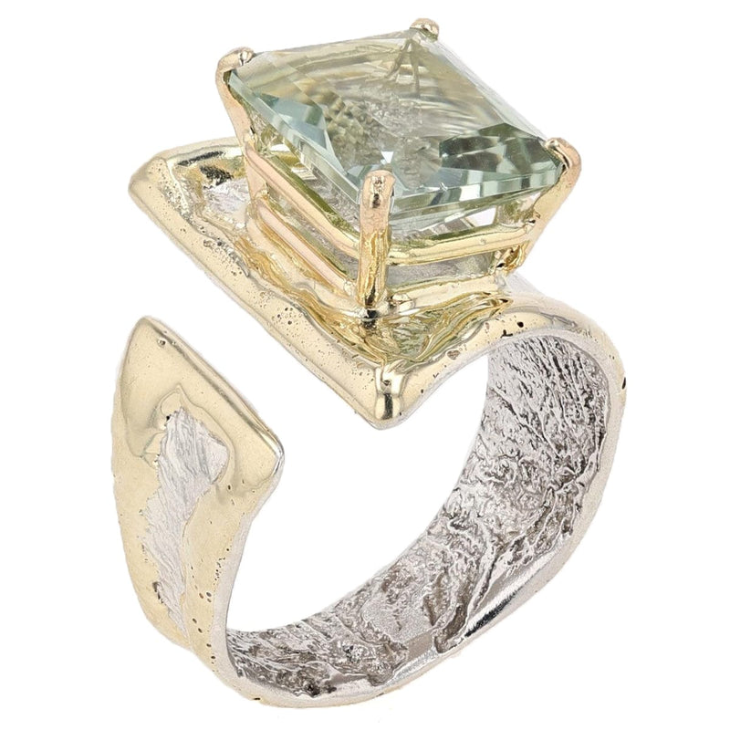 14K Gold & Crystalline Silver Prasiolite Ring - 51824-Shelli Kahl-Renee Taylor Gallery