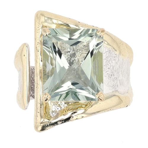 14K Gold & Crystalline Silver Prasiolite Ring - 51824-Shelli Kahl-Renee Taylor Gallery