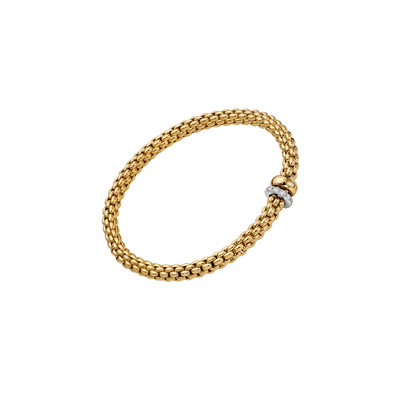 Flex'it SOLO 18K Yellow Gold 4.9mm Bracelet with A Double Rondel and Diamond Pavé-FOPE-Renee Taylor Gallery