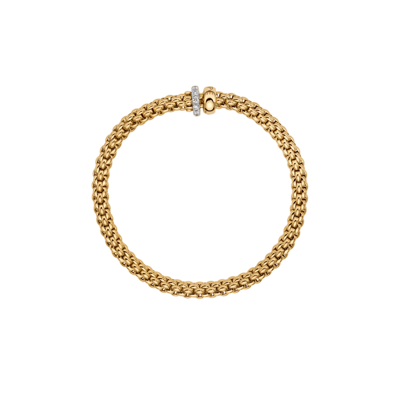 Flex'it SOLO 18K Yellow Gold 4.9mm Bracelet with A Double Rondel and Diamond Pavé-FOPE-Renee Taylor Gallery