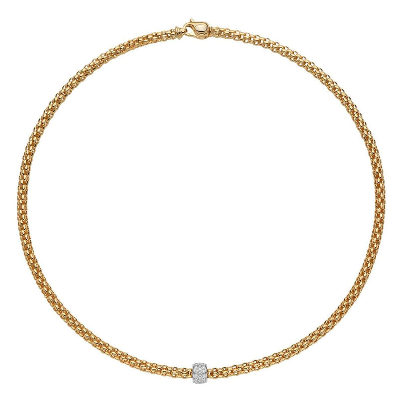 SOLO 18K Yellow Gold Rope Necklace with Diamonds-FOPE-Renee Taylor Gallery