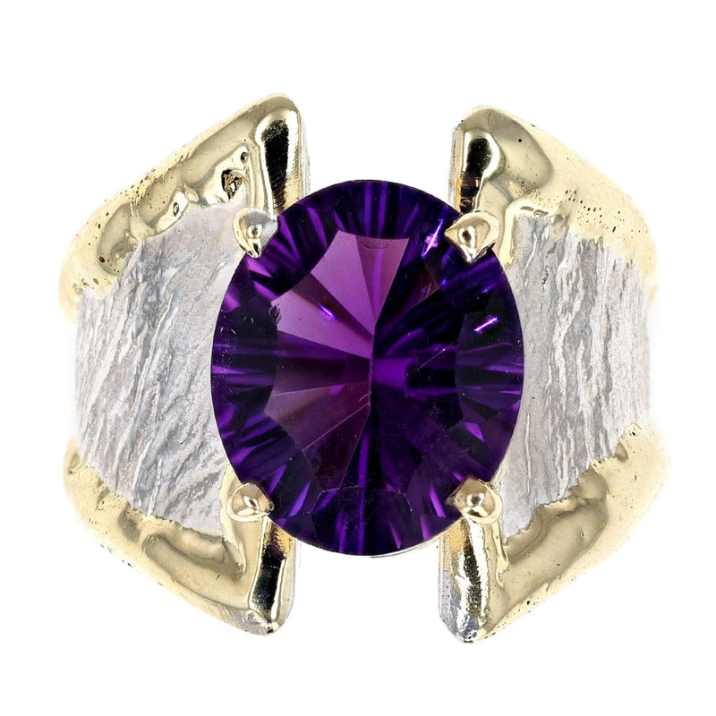 14K Gold & Crystalline Silver Oval-Cut Amethyst Split Taper Ring-Shelli Kahl-Renee Taylor Gallery