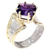 14K Gold & Crystalline Silver Cushion-Cut Amethyst Split Taper Diagonal Ring-Shelli Kahl-Renee Taylor Gallery