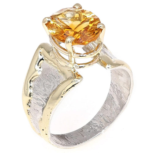 14K Gold & Crystalline Silver Oval-Cut Citrine Split Taper Ring-Shelli Kahl-Renee Taylor Gallery