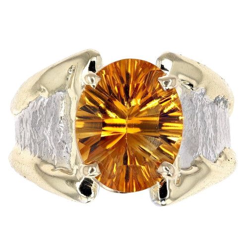 14K Gold & Crystalline Silver Oval-Cut Citrine Split Taper Ring-Shelli Kahl-Renee Taylor Gallery