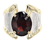 14K Gold & Crystalline Silver Oval-Cut Garnet Split Taper Ring-Shelli Kahl-Renee Taylor Gallery