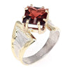 14K Gold & Crystalline Silver Princess-Cut Garnet Split Taper Diagonal Ring-Shelli Kahl-Renee Taylor Gallery