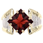 14K Gold & Crystalline Silver Princess-Cut Garnet Split Taper Diagonal Ring-Shelli Kahl-Renee Taylor Gallery